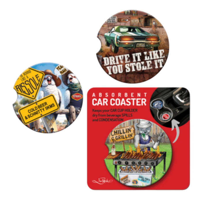 Ceramic Car Coasters Sunday Sesh Collection