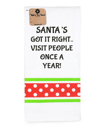 Funny Tea Towel - Christmas - 100% Cotton - Embroidered