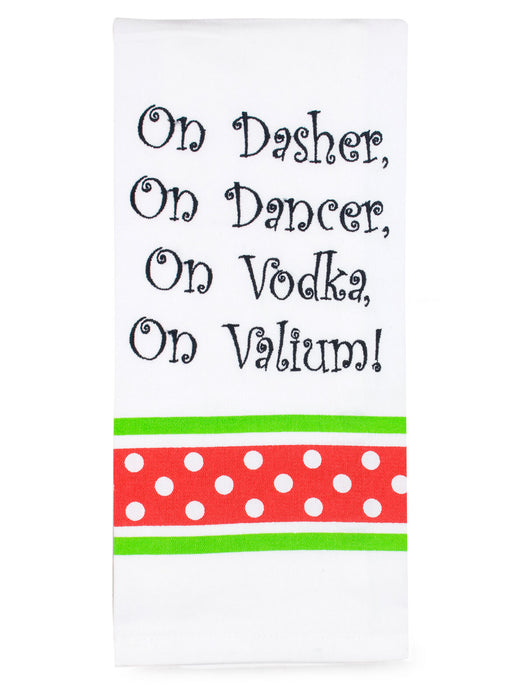 Funny Tea Towel - Christmas - 100% Cotton - Embroidered