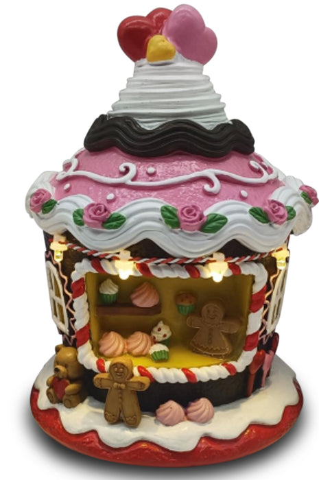 Cupcake Christmas Resin Light Up 16cm
