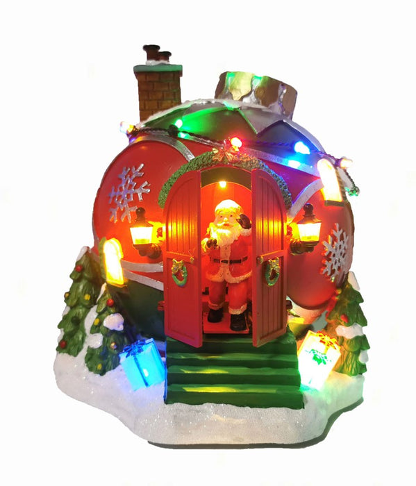 Santa House Bauble Ball Animated and Musical H21cm