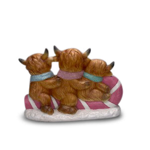 Highland Cow Sleigh LED Resin L55cm