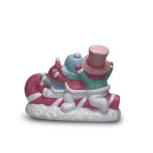 Snowman Sleigh LED Resin L49cm