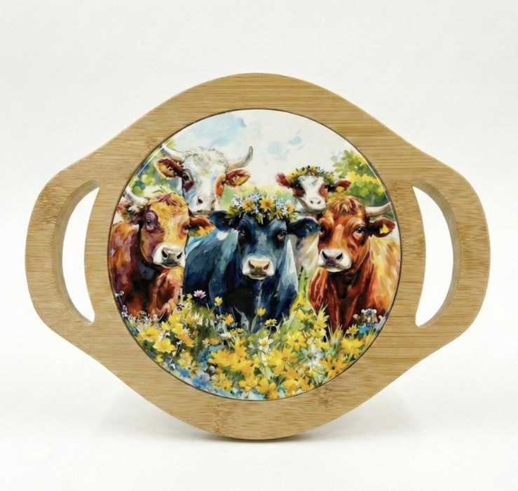 Kitchen Trivet - Bamboo and Ceramic