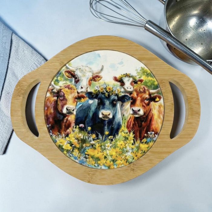 Kitchen Trivet - Bamboo and Ceramic