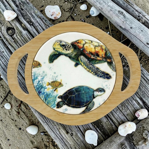 Kitchen Trivet - Bamboo and Ceramic
