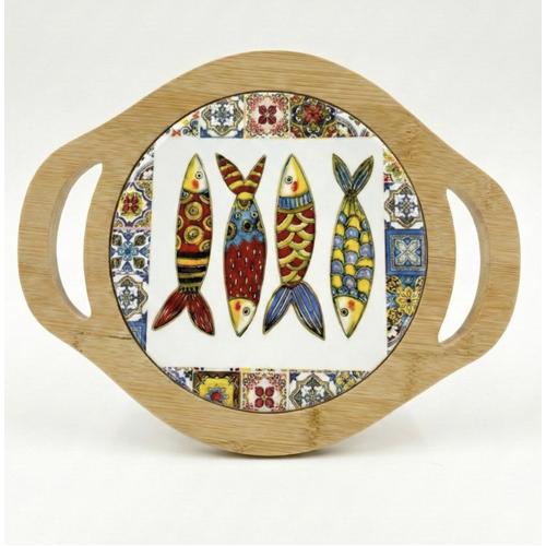 Kitchen Trivet - Bamboo and Ceramic