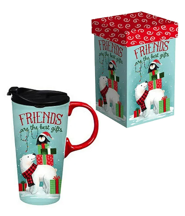 Ceramic Christmas Travel Mug Gift Boxed Friends are the best gifts