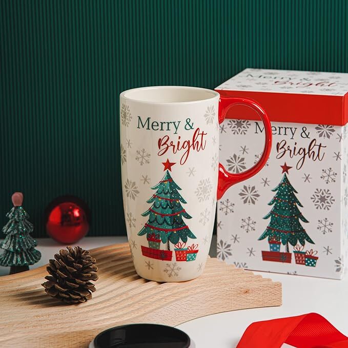 Ceramic Travel Cup Gift Boxed Merry and Bright