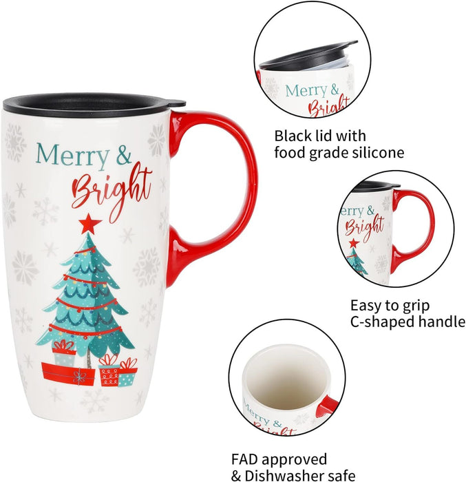 Ceramic Travel Cup Gift Boxed Merry and Bright