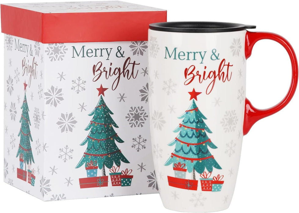 Ceramic Travel Cup Gift Boxed Merry and Bright