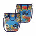 Two tote bags with a vibrant blue background and a detailed tropical floral and bird print, shown on a plain white background.