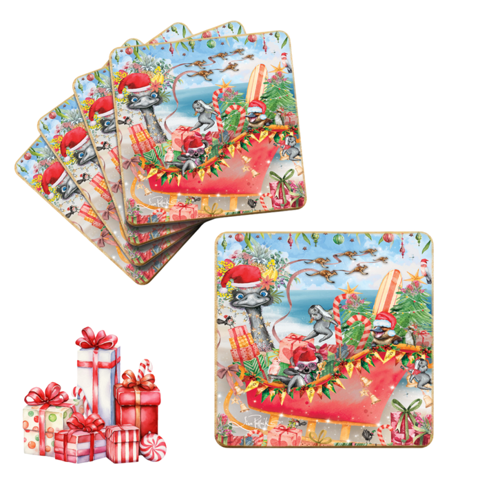 Festive Frivolities Christmas Coaster Set by Lisa Pollock