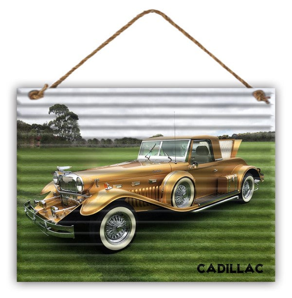 Garage Signs - Vintage Look Corrugated Metal Hanging, Bentley Cadillac Sandman