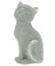 A silver cat figurine covered in small clear rhinestones, shown from a side profile against a plain white background.
