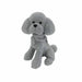 A small gray poodle-shaped plush toy or stuffed dog figure with a textured, knitted surface, shown against a plain white background.