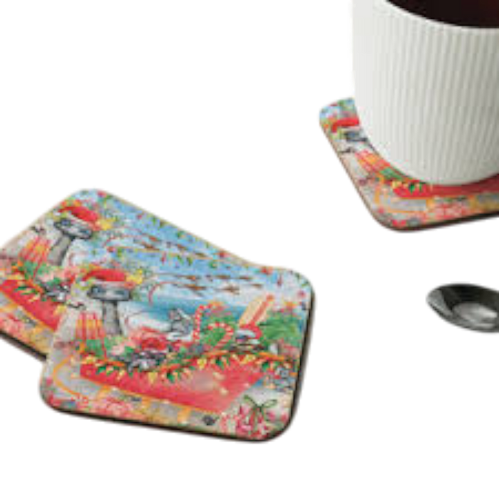 Festive Frivolities Christmas Coaster Set by Lisa Pollock
