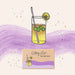 Illustration of a cocktail with a straw and lemon slice on a purple and white background, with a card labeled 'Getting Lost Date Night Edition' below.