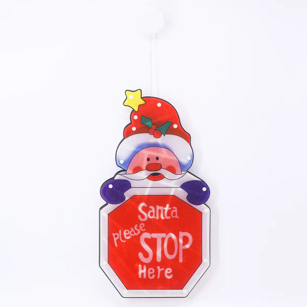 Light up "Santa Stop Here" Window Sign