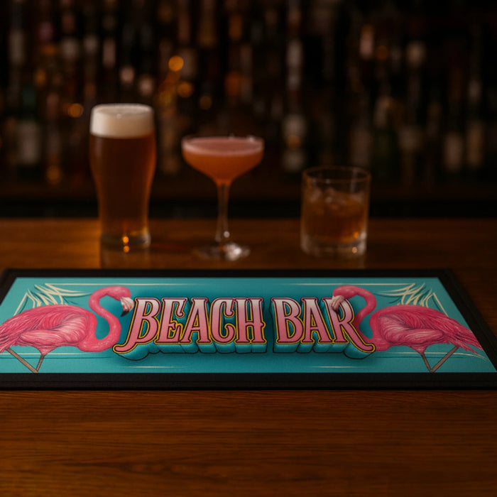 Flamingo Beach Bar Runner – Pink Tropical, Absorbent Non-Slip Mat