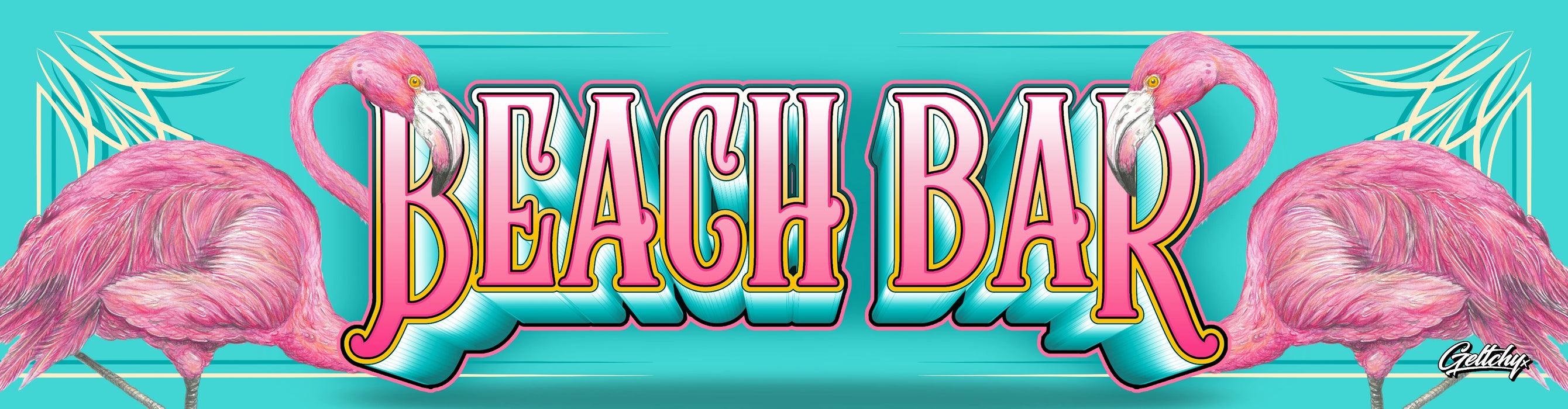 Flamingo Beach Bar Runner – Pink Tropical, Absorbent Non-Slip Mat