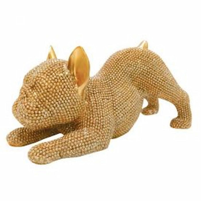 Beaded Crouching French Bulldog Statue – Gold or Silver