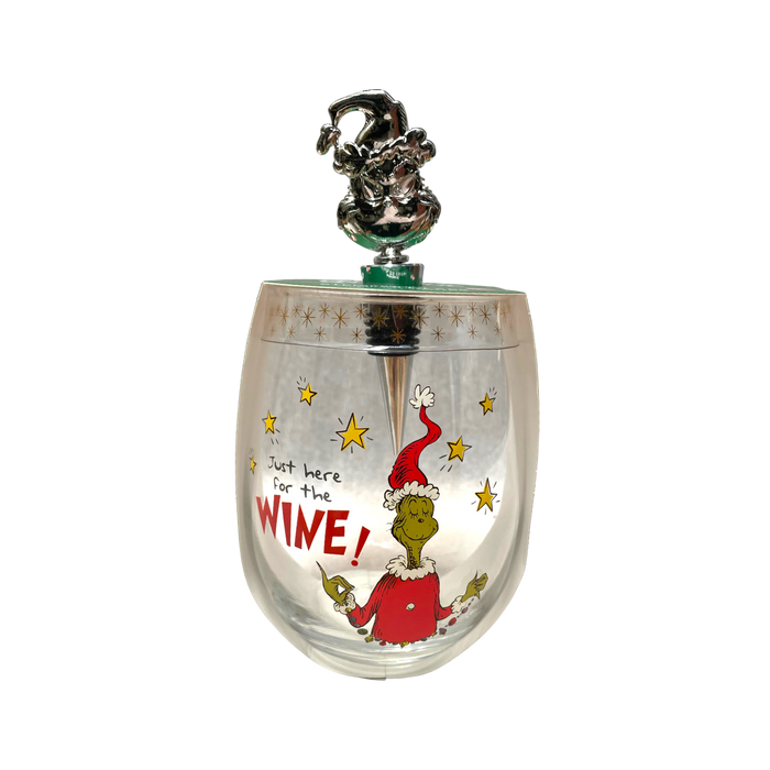 Grinch Stemless 600ml Wine Glass with Stopper