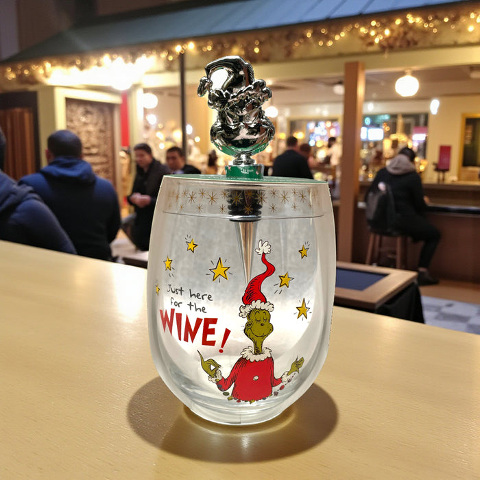 Grinch Stemless 600ml Wine Glass with Stopper