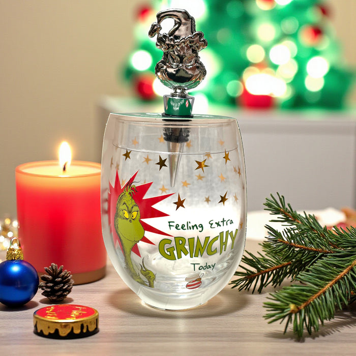 Grinch Stemless 600ml Wine Glass with Stopper
