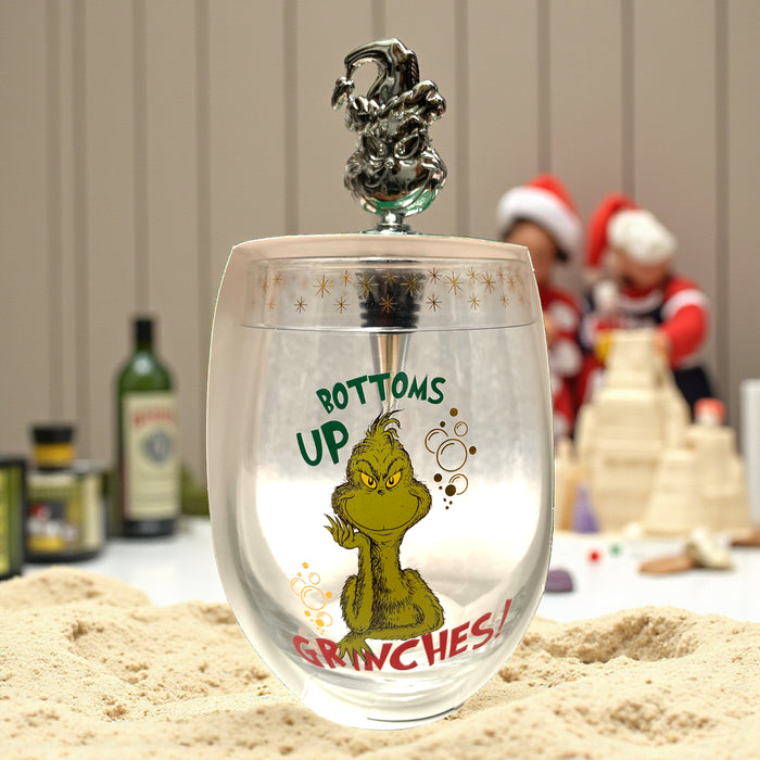 Grinch Stemless 600ml Wine Glass with Stopper