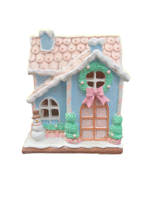 Pastel Gingerbread Village Decorations LED Light Up - Pink or Blue