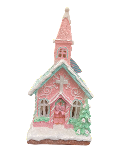 Pastel Gingerbread Village Decorations LED Light Up - Pink or Blue
