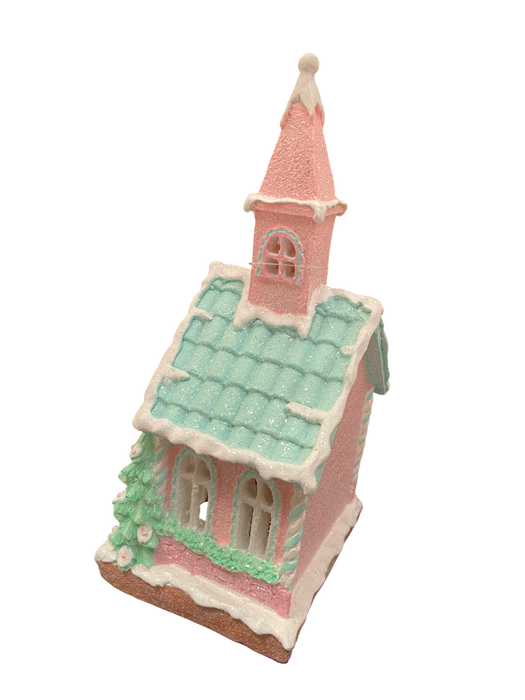 Pastel Gingerbread Village Decorations LED Light Up - Pink or Blue