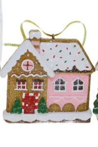 Frosted Gingerbread House Tree Decorations