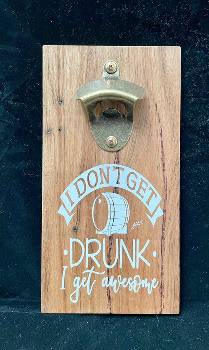 Handcrafted Timber Bottle Opener - Recycled Timber Wall Mount