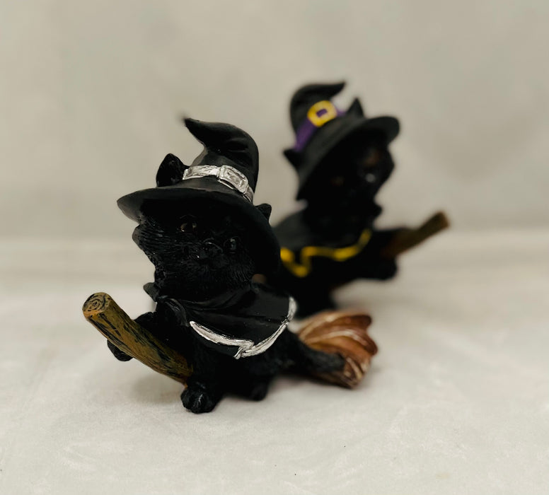 Witchy Cat on Magical Broomstick