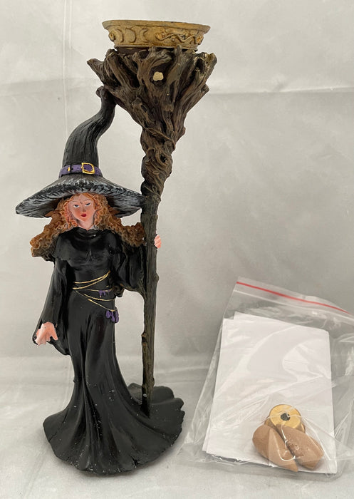23cm Witch holding Staff Backflow Burner for Cone Incense