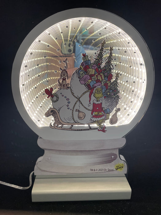 Dr Seuss Grinch & the Sleigh Infinity Snow Globe - 25cm
