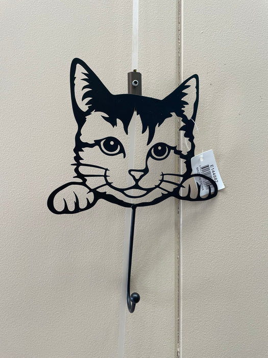 Happy Cat Hat/Bag/Coat Wall Hanger - Matt Black Metal