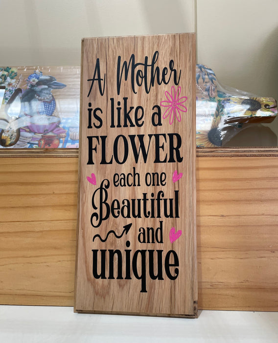 Mother Beautiful and Unique Plaque - Recycled Timber  Handmade