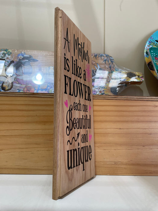 Mother Beautiful and Unique Plaque - Recycled Timber  Handmade