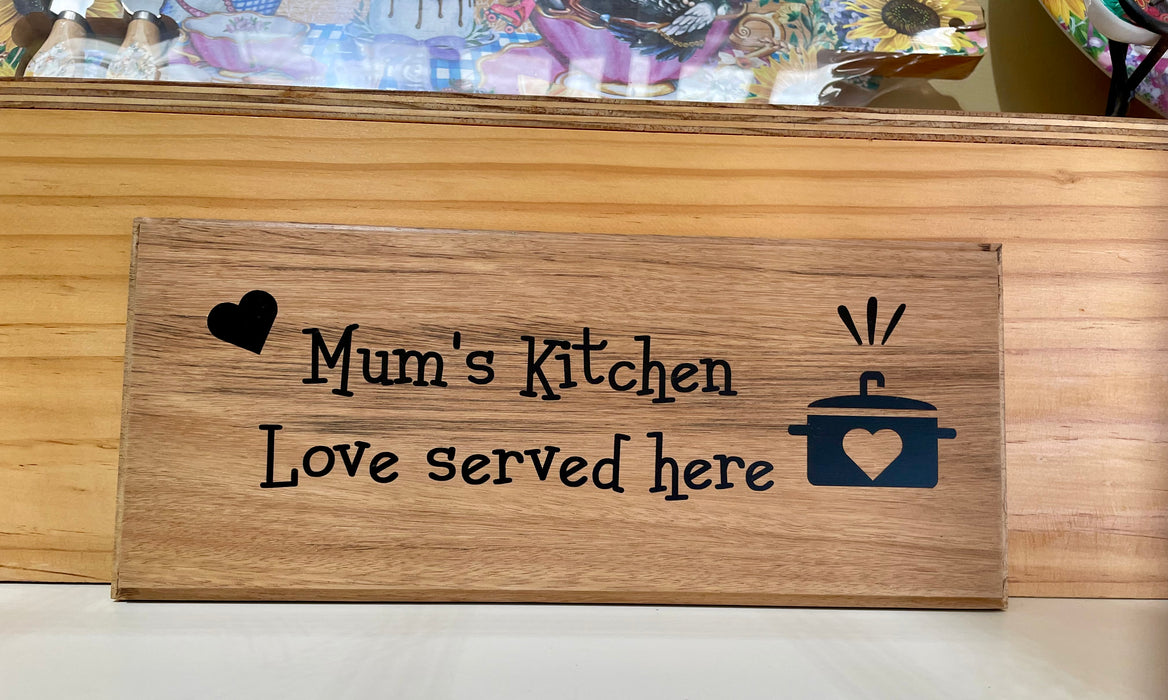 Mum's Kitchen Plaque - Recycled Timber Handmade