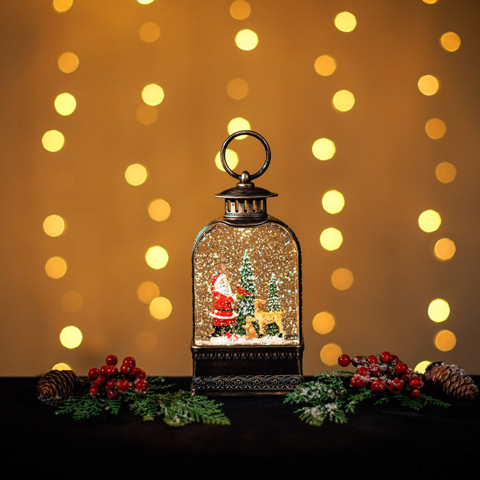 Musical LED Snowing Bristol Lantern with Santa