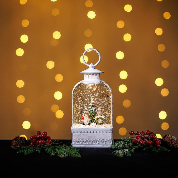 Musical LED Snowing Bristol Lantern with Gnome