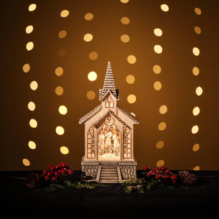 White Church LED Lantern with Music