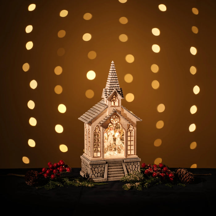 White Church LED Lantern with Music