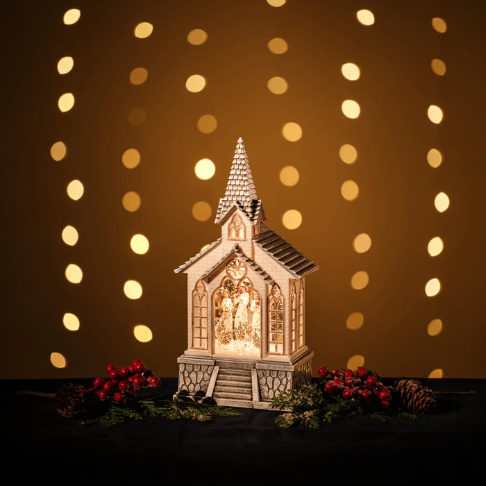 White Church LED Lantern with Music