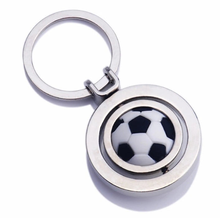 Spinning Soccer Ball Metal Key Ring in Gift Box