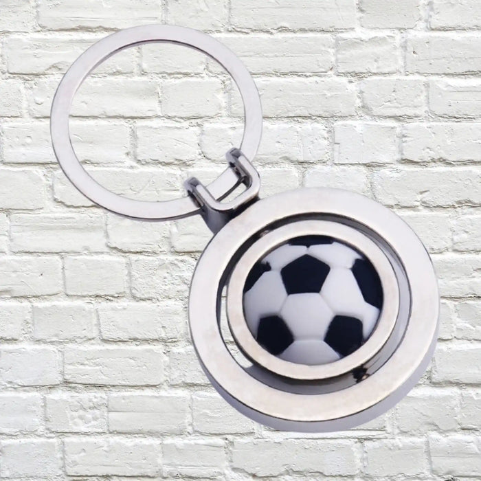 Spinning Soccer Ball Metal Key Ring in Gift Box
