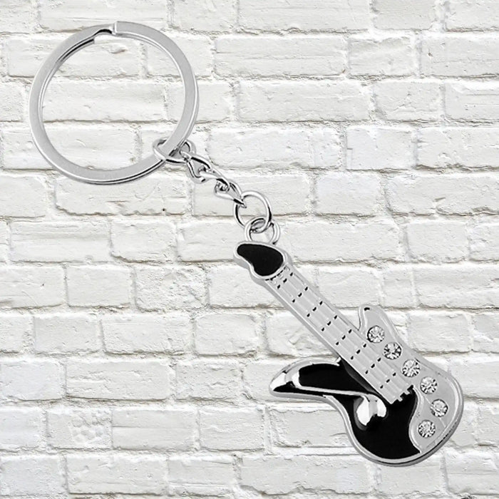 Diamanté Guitar Metal Key Ring in Gift Box